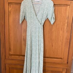 Faithful the Brand Floral Green Wrap Dress
